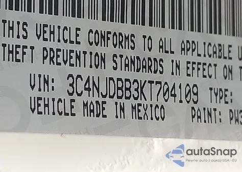 2019 Jeep Compass Latitude 4X4 from USA, damaged, VIN 3C4NJDBB3KT704109